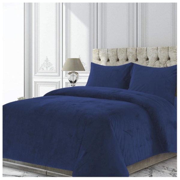 Set de pat catifea albastra 