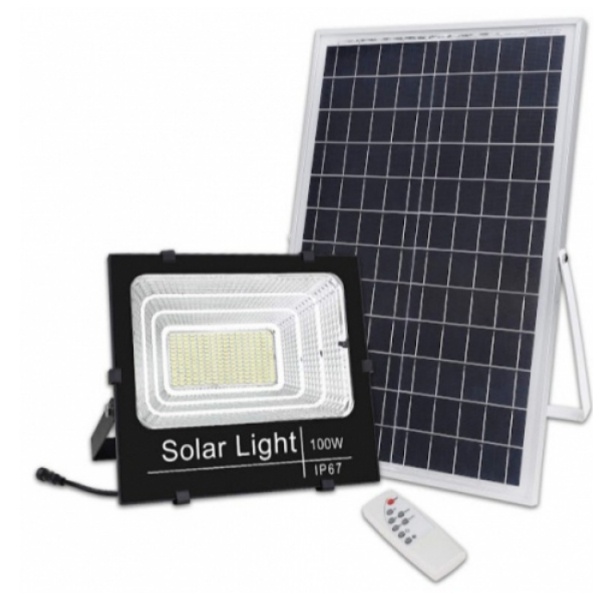 Proiector cu incarcare solara 100w, cu telecomanda si senzor de miscare